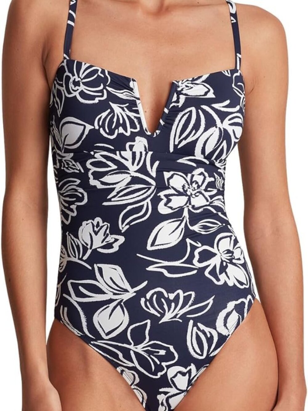 NWT Lauren Ralph Lauren Allora Floral U Wire Swimsuit Navy Size 14